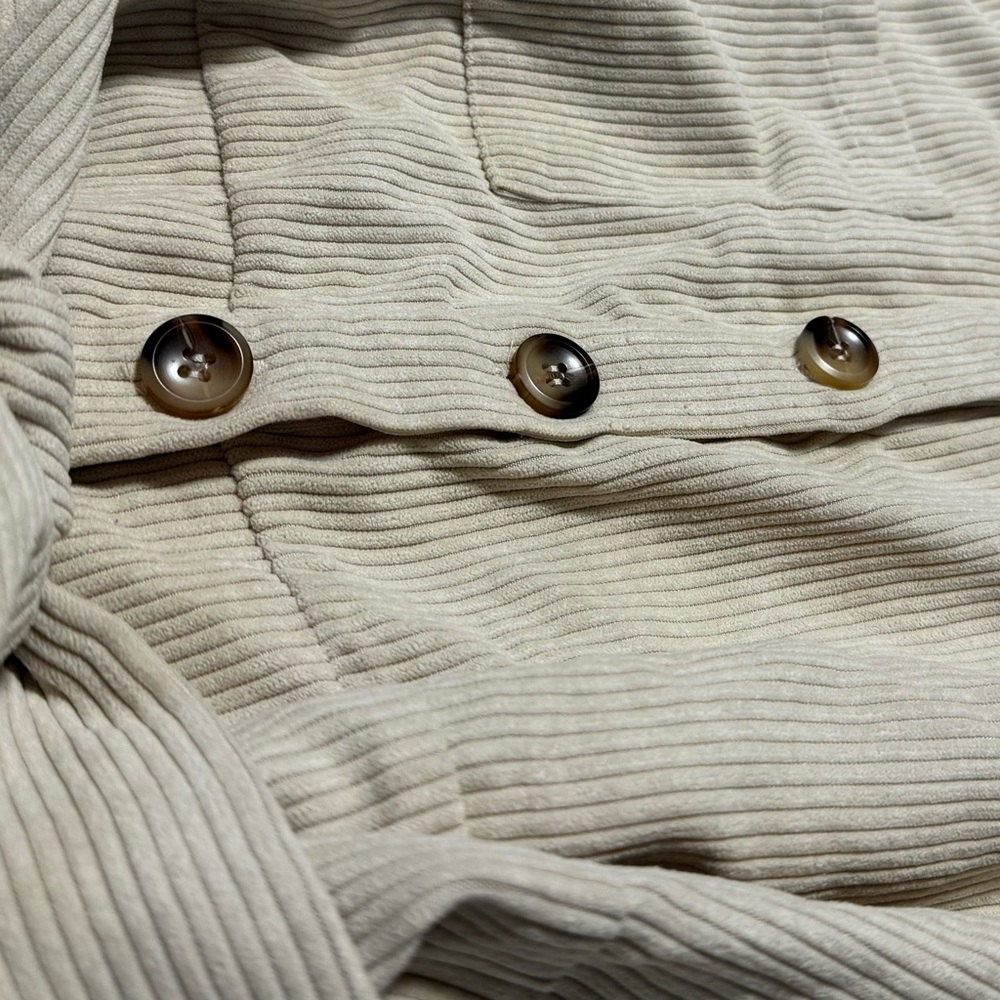 Cream Button-Up Corduroy Long Sleeve Romper - Picture 5 of 7
